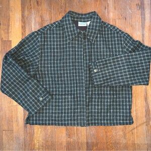 vintage cropped green brown plaid jacket